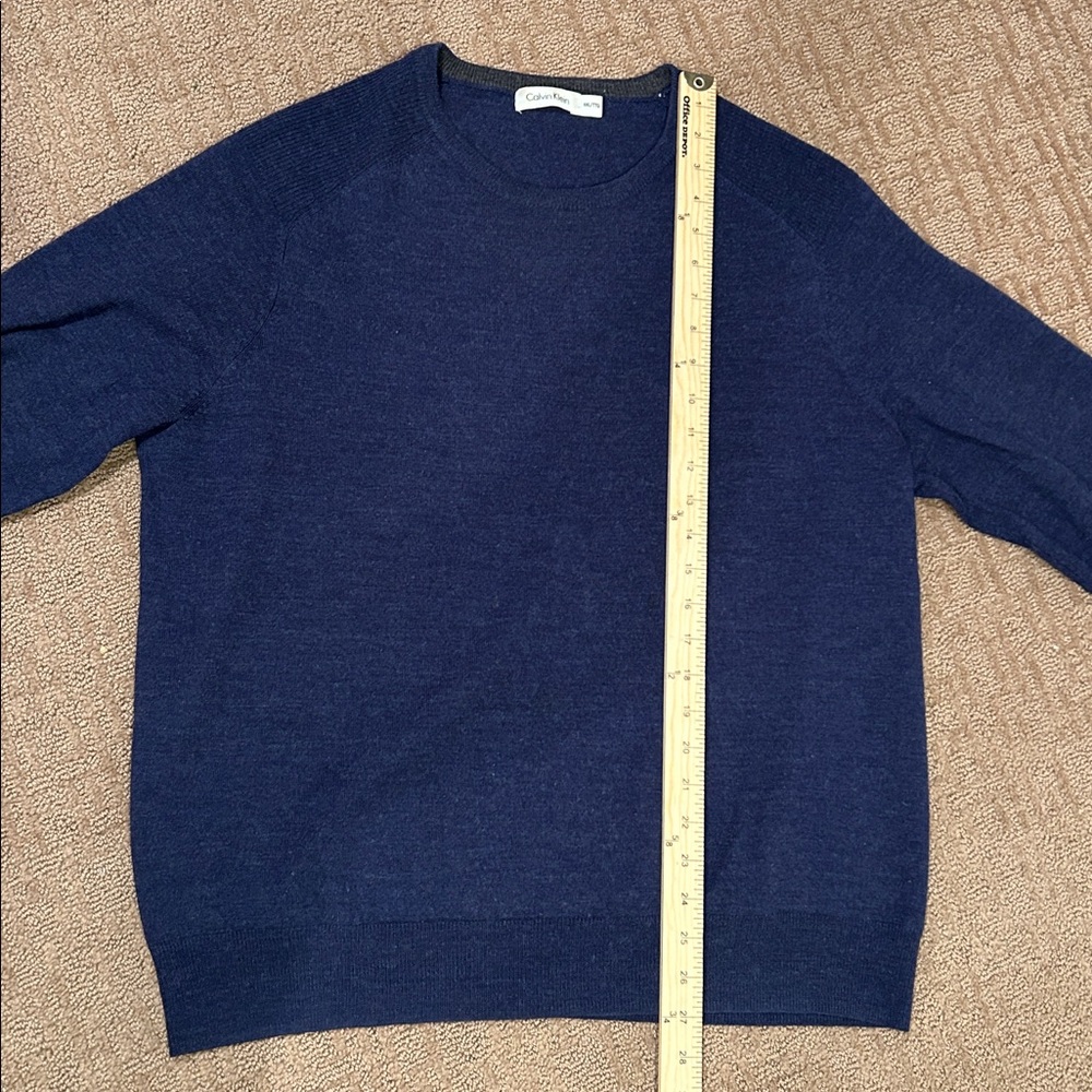 Calvin Klein Men's Blue Merino Wool Crewneck Sweater - Picture 7 of 8